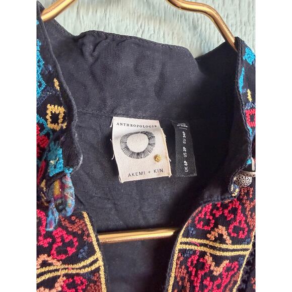 Anthropologie Akemi + Kin Sheria Metallic Embroidered Boho Dress 2P - Picture 9 of 9